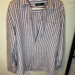 Ralph Lauren Lavender Striped Button Down Shirt